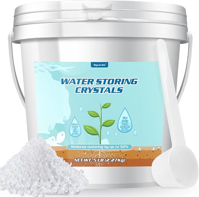 5LB Water Storing Crystals for Plants with Spoon, Water Gel Solves Plant Over-Watering and Drought Problems, Keeps The Soil Moist, Small Water Storing Polymer Crystals for Plants Candle