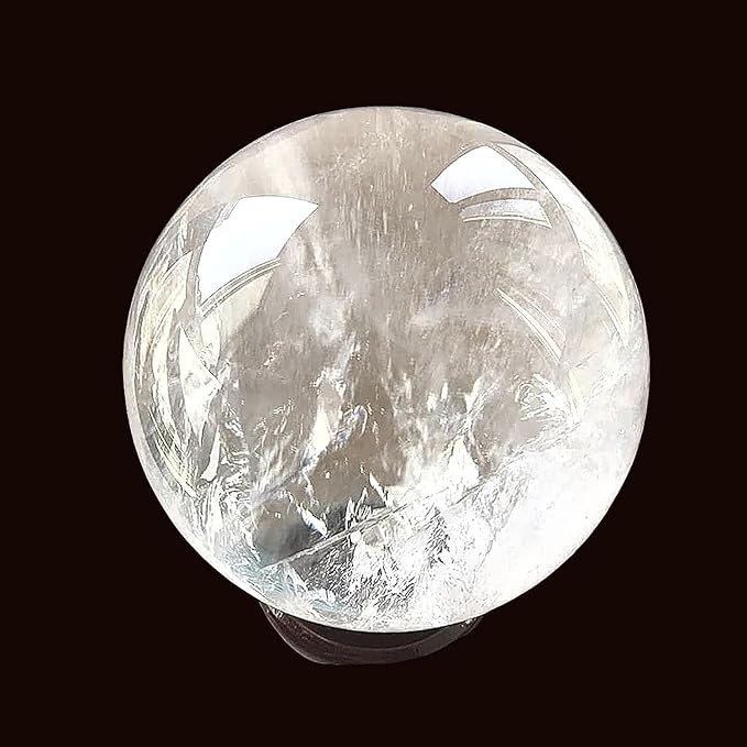 Natural Clear Quartz Crystal Ball,White Crystal Sphere Healing Crystal Ball with Stand Home Decor Prosperous Love Invite Wealth + Pedestal (500g)…