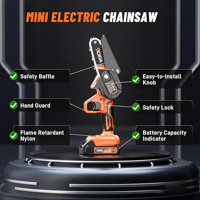 Mini Chainsaw, 4 inch Mini Chainsaw Cordless, Small Hand held Electric Power Chain Saw Battery Powered Operated, Household and Garden for Tree Trimming Wood Cutting, Gifts for Father Husband Men