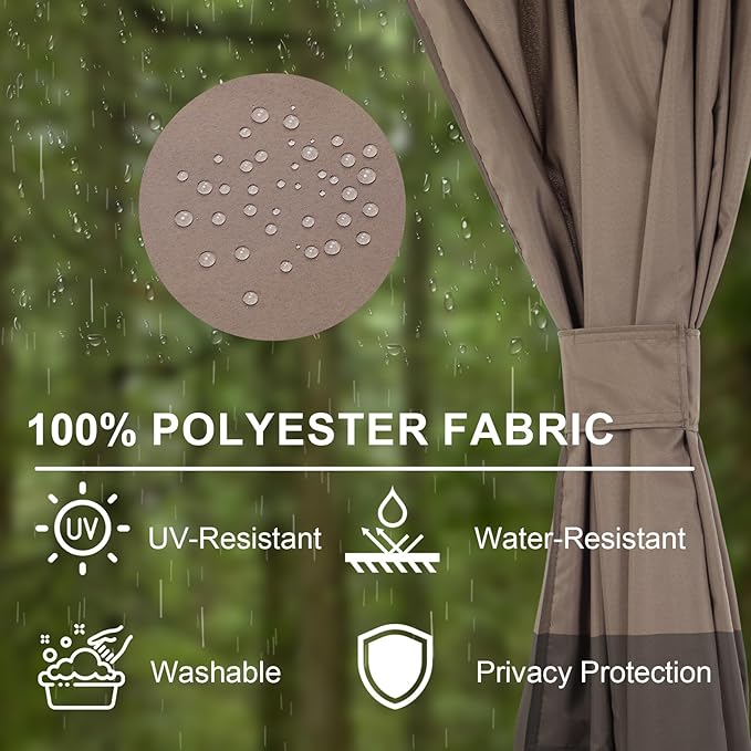 BPS 12' x 14' Gazebo Curtain Privacy 4-Panel Sidewall Outdoor Replacement Shade (Only Curtain)