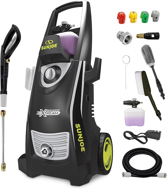 Sun Joe Electric Pressure Power Washer w/ 4 Nozzles & Foam Cannon, 2200 PSI (PWMA Certified), 1.1 GPM, 14.9-Amp Motor - Heavy-Duty Cleaning Machine for Patios, Decks, & Sidewalks, SPX3000-XT1 XTREAM