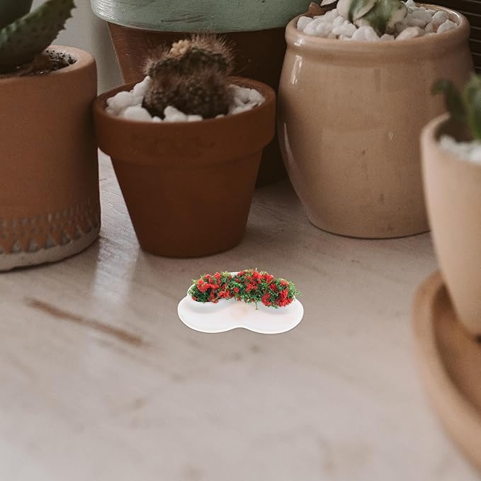 LOGOFUN 20PCS Miniature Flower Beds Dollhouse Garden Planters Mini Flower Bed Park Bench for Micro Landscape Furniture Outdoor Accessories - 1.3X0.6in