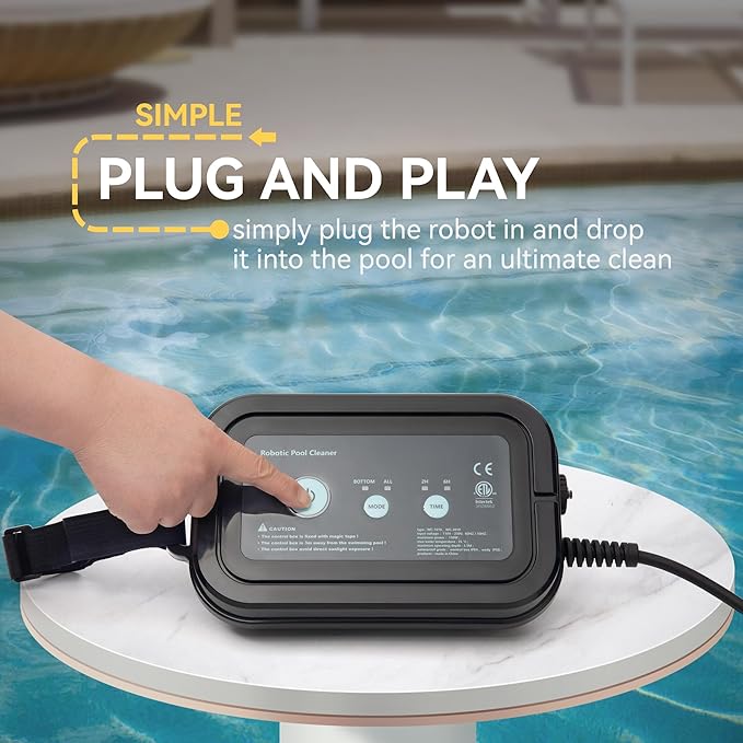 Fully Automatic Robot Swimming Pool Vacuum Cleaner, with Wall-Climbing Function, 360 Degree Kink Free Patented Technology, Swimming Pool Cleaning Robot, Large Filter Installed On The Top,82 Ft