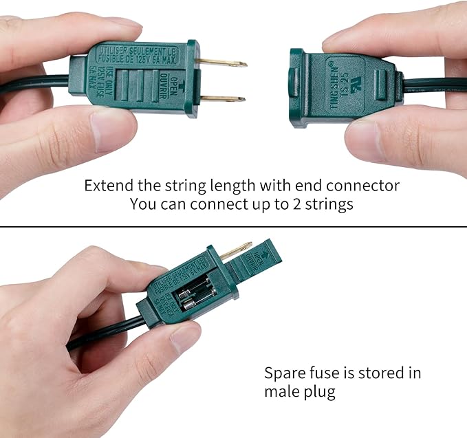 Minetom C9 Red & Clear Christmas String Lights, 25FT 25 Blubs Bright & Warm Outdoor Christmas Lights, Long Life C9 String Lights for Tree Patio Gazebo Wreath, Green