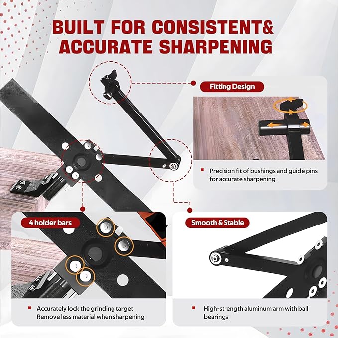New Upgrade Large Size Mower Blade Sharpener 15°-45° Adjustable Frame with Ball Bearing 25mm Enlarged Handle Lawn Mower Blade Sharpener for Straight and Standard Lawnmower Blades- Black