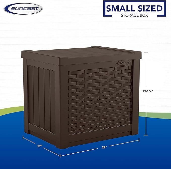 Suncast 4 Pack 22-Gallon Small Deck Box - Lightweight Resin Storage Container and Seat for Patio Cushions and Gardening Tools - Store Items on Patio, Garage, 22.5"L x 17"W x 22.5"H, Yard - Java Brown