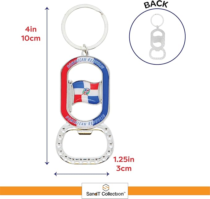 Dominican Republic Beer Bottle Opener Keychain - Oval Shape
