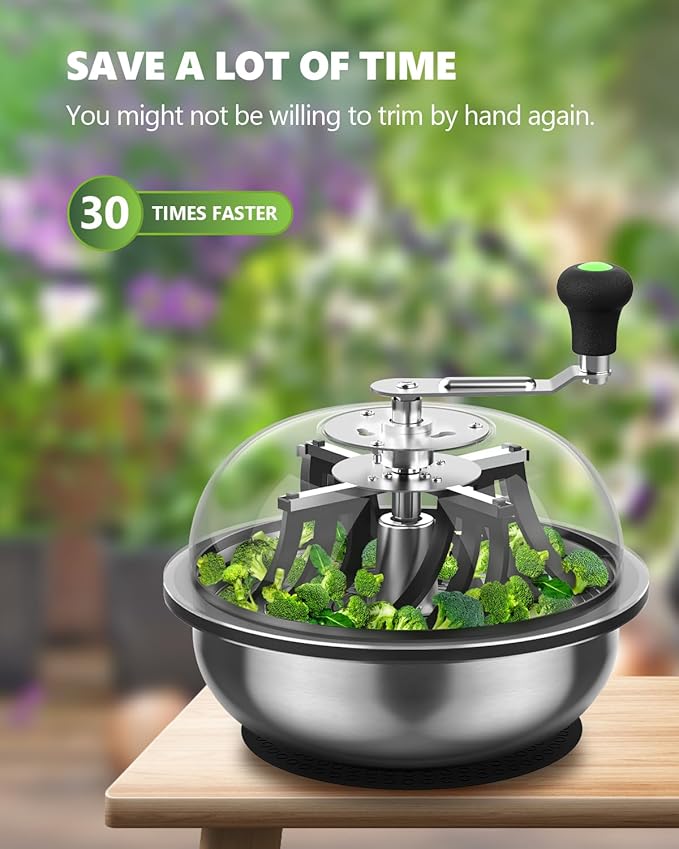 13 Inch Bud Leaf Bowl Trimmer, 13" Trim Bowl with Clear Visibility Dome and Sharp Stainless Steel Blades, for Twist Spin Cutting Buds, Flowers, Leaves, Hydroponics Plants