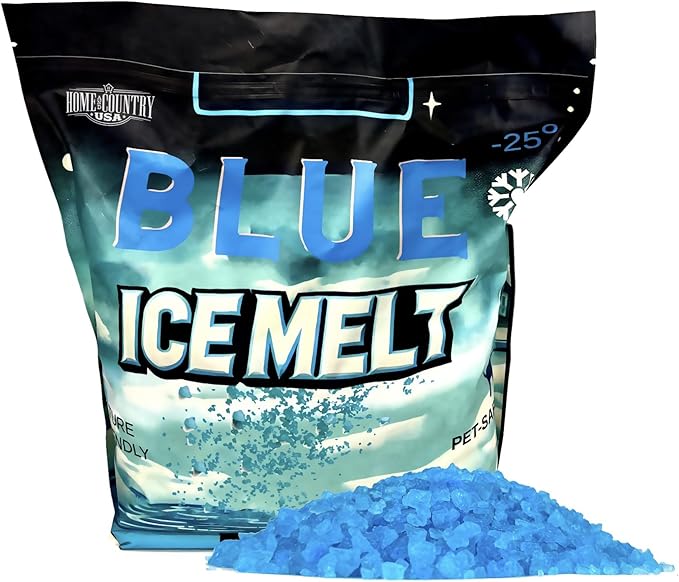Ice and Snow Melt 8 lb Bag CMA Blended Magnesium Chloride Ice Melter Effective Snow and Ice Removal Effective Below Zero Degrees (Blue)