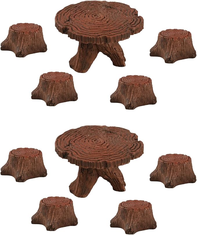 10Pcs Miniature Table and Chairs Set Mini Resin Furniture Ornaments Kit Mini Fairy Accessories for Fairy Garden DIY Garden Plant Pot