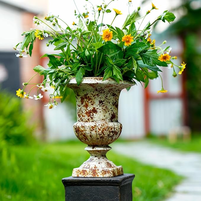 9 inch Retro Planters Urn Outdoor Planters Indoor Decor - Vintage Pots Tree Planter for Outdoors Patio,Garden,Indoor Vase for Office Livingroom Shelf Decor