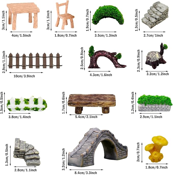 Cayway 83 PCS Fairy Garden Accessories Outdoor, Mixed Model Trees for DIY Craft Garden Decoration, SB-S571