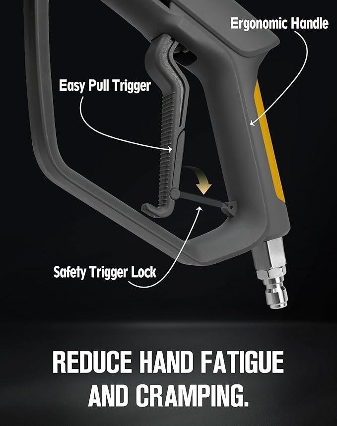 LidoDola 5000 PSI Pressure Washer Gun with Swivel - High Power Washer Gun with 3/8" Male Plug, 5 Nozzle Tips,Features 3 Selectable Lengths,Ergonomic Grip for Car/Driveway/Industrial Cleaning