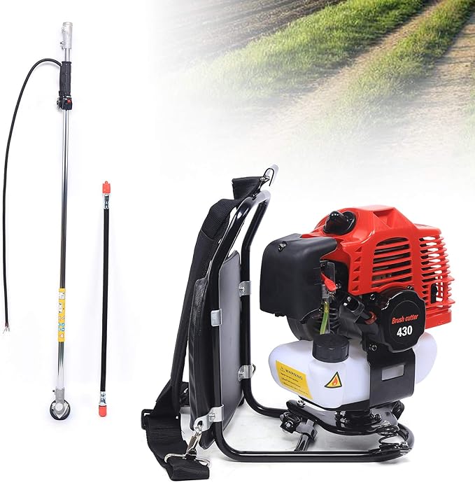 43CC Lawnmower 2-Stroke Air-Cooled Single Cylinder Lawn Mower Grass Catcher Tool Reel Mower Gas Powered Lawn Scarifier Sweeper for Garden Yard Park, 1E40F-5 Engine, TBG430