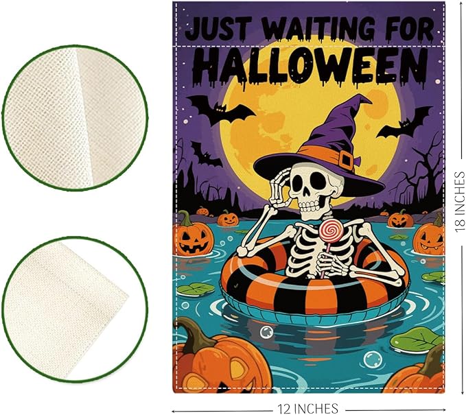 Halloween Garden Flag Pumpkins Fall Autumn Halloween Themed Holiday Party Outside Outdoor Lawn Decorations Yard Flag Double Sided 12x18 Inch