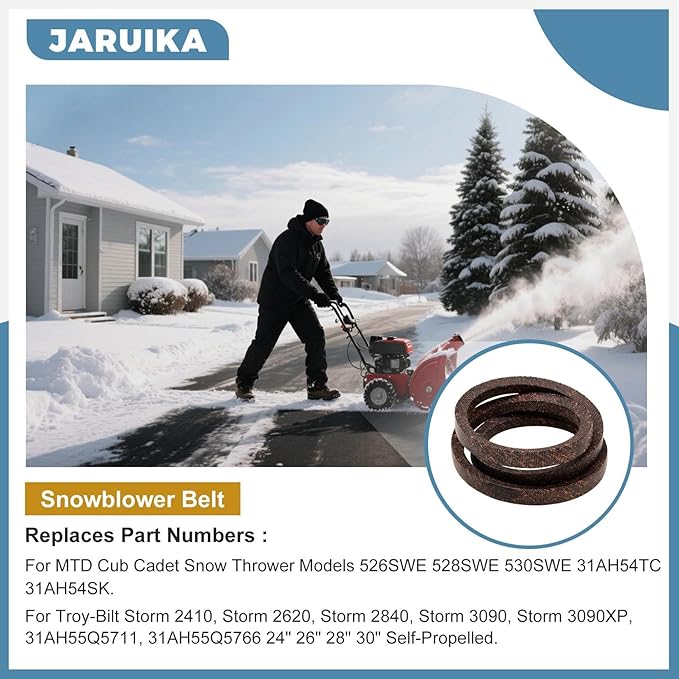 954-04195A 754-04195 Snow Thrower Auger Drive Belt Replacement for MTD Troy-Bilt 754-04195 754-04195A 954-04195(1/2" x 37")