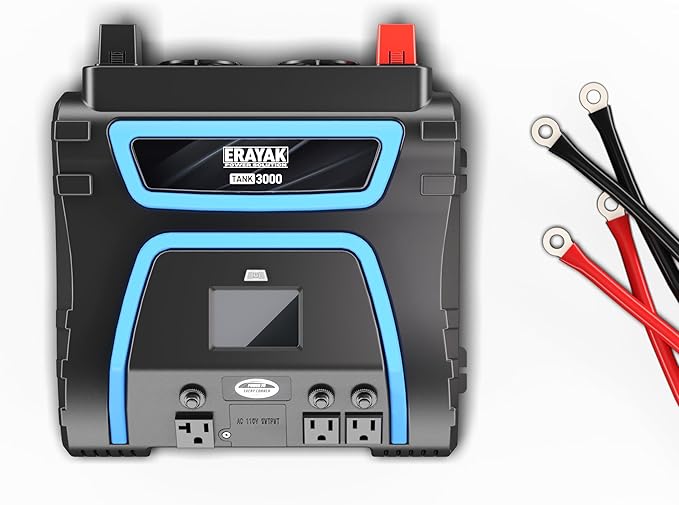 Erayak 3000W Power Inverter, 12V DC to 110V/120V AC, LCD Display, Modified Sine Wave, Remote Control, Direct-Connect Terminal, for RV, Truck, Solar System, Home Backup