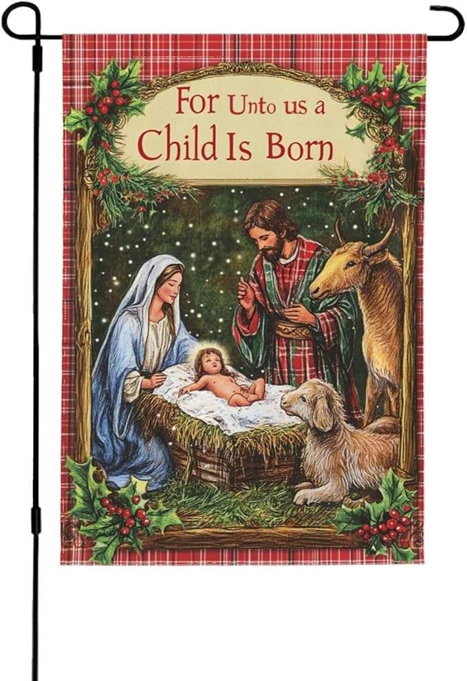 Christmas Birth Garden Flag Vertical Double Sided Outdoor Yard Flags 12.5x18 Inch Burlap Banners Vertical Double Sided for Outdoor Decor Lawn