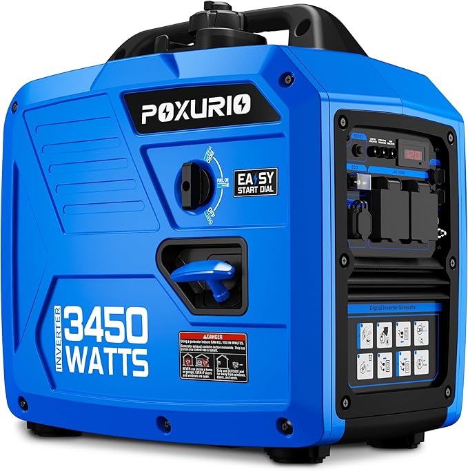 3450-Watt Portable Inverter Generator for Home Use, 1.6Gallon Large Fuel Tank Up to 8.3 Hours Use, 120V Gas Powered Generator Super Quiet - EPA Compliant