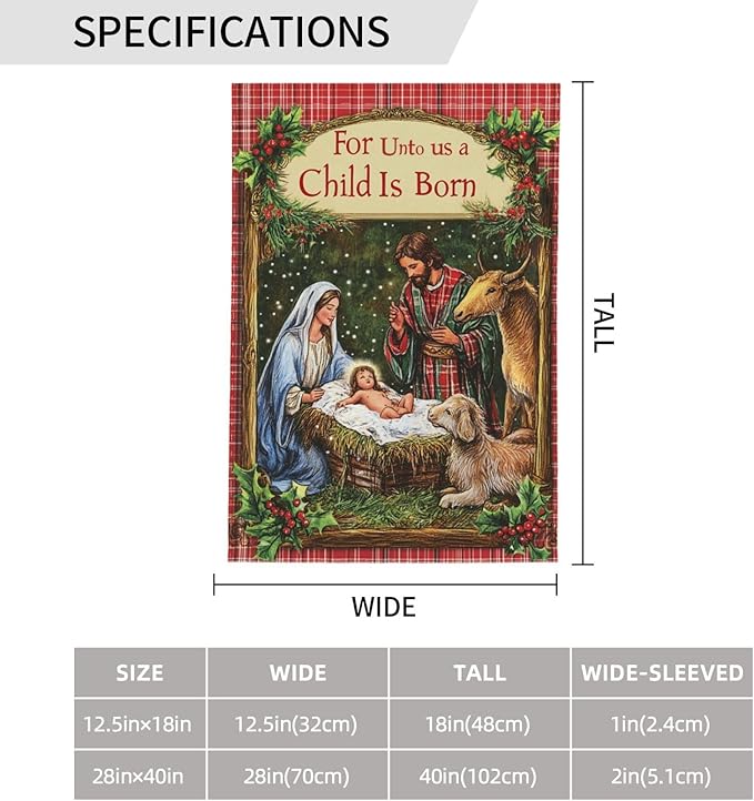 Christmas Birth Garden Flag Vertical Double Sided Outdoor Yard Flags 12.5x18 Inch Burlap Banners Vertical Double Sided for Outdoor Decor Lawn