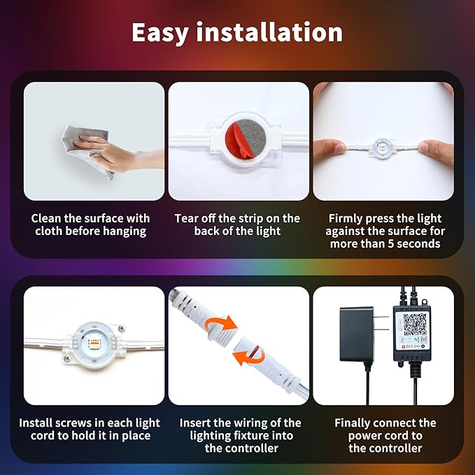 200ft Outdoor RGB LED Lights for House Roof Yard and Patio Waterproof String Lights with Remote Control Great for Christmas Parties and Everyday Ambiance