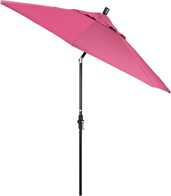 California Umbrella 9' Round Aluminum Pole Fiberglass Rib Market Umbrella, Crank Lift, Collar Tilt, Black Pole, Sunbrella Spectrum Mist