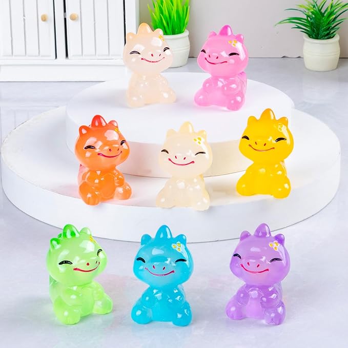40 Pcs Mini Resin Dinosaur 1.3″ 8 Variety Tiny Animals Figures Miniature Little Small Figurines Bulk for Micro Fairy Garden Landscape Accessories Hide Crafts Decor