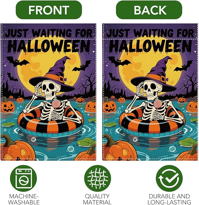 Halloween Garden Flag Pumpkins Fall Autumn Halloween Themed Holiday Party Outside Outdoor Lawn Decorations Yard Flag Double Sided 12x18 Inch