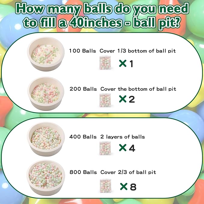 TRENDPLAY Plastic Balls for Ball Pits 2.2 Inch, Pack of 50 100 200 500 Hollow Balls, Perfect for Toddler Baby Pools,Party,Festival Decoration