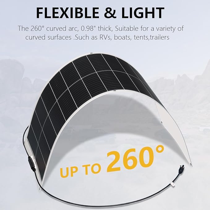 XINPUGUANG 800w 24V Solar System Kit 100w Flexible Solar Panels Monocrystalline Cell Module 2000w 110v Inverter ，12v/24v 45A Controller Off Grid Solar Battery Charge for RV,Cabin,Tent,Boat (800W)