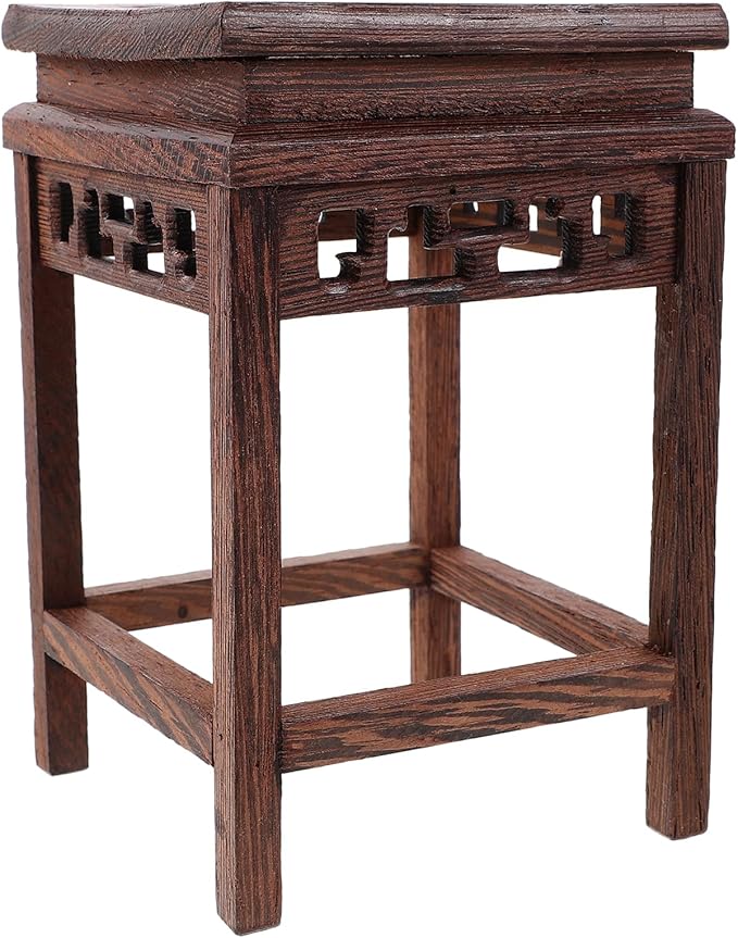 HOMSFOU Indoor Plant Stand Wooden Planter Stand Oriental Planter Stand Plant Holder Stool Chinese Display Pedestal Fishbowl Vase Aquarium Table Lamp Teapot Stand for Home Patio