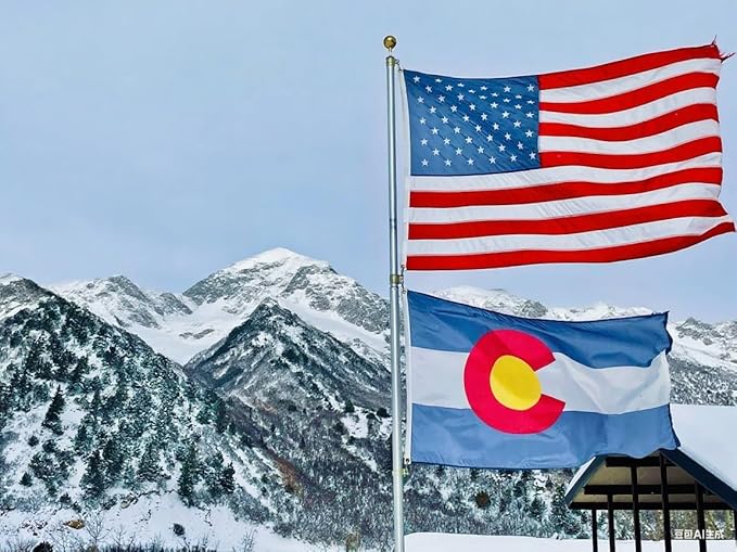 Colorado State Flag 3x5 Ft Deluxe Full Embroidered Premium Polyester Durable CO Outside Flag with Sewn Stripes and Brass Grommets for Indoor/Outdoor