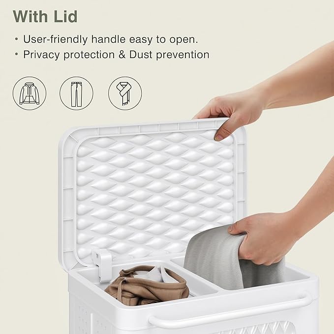 VECELO Deck Box, Outdoor Storage Box with Wheels and Lid, Waterproof Storage Bin for Package Delivery for Patio Furniture, Garden Tools, Pool Supplies, Foldable, White, 19.3" x 13.8" x 19.1"