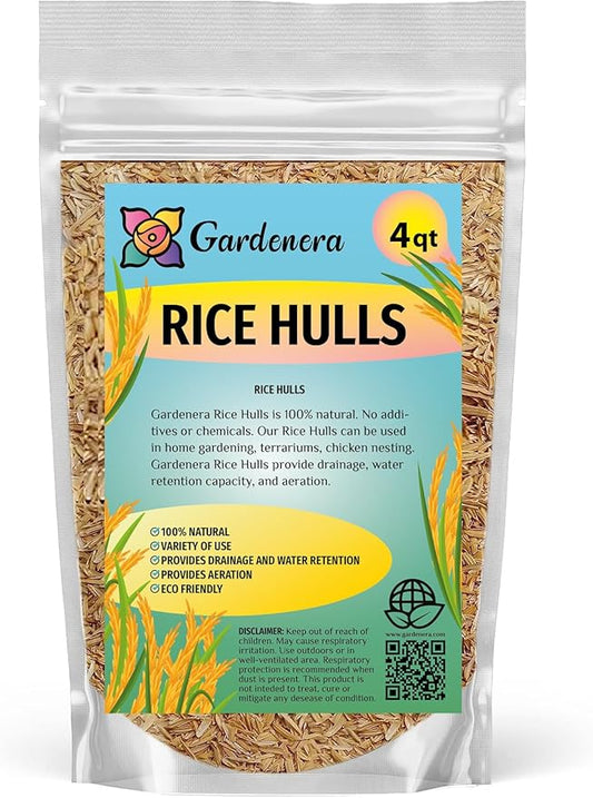 Unlock Your Garden's Potential with Gardenera Rice Hulls - Improve Soil Porosity, Moisture Control, and Weed Suppression - 4 QUARTS