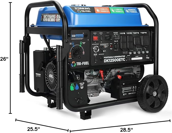 DK Upgraded 12500W Tri-fuel Generator, Remote Electric Quick Start, 10.5 Gal Super Tank, 120V 240V, CARB EPA Compliant Gas Propane or NG Powered Back Up (DK12500ETC)