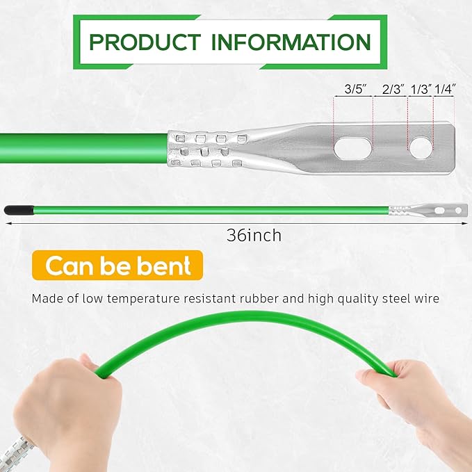 Lasnten 4 Pcs 36 Inch Snow Plow Blade Markers Guide Kit Steel Wire Inside Bolt on Bumper Guides High Visibility Easy Installation for ATV Western Snowplows(Green)