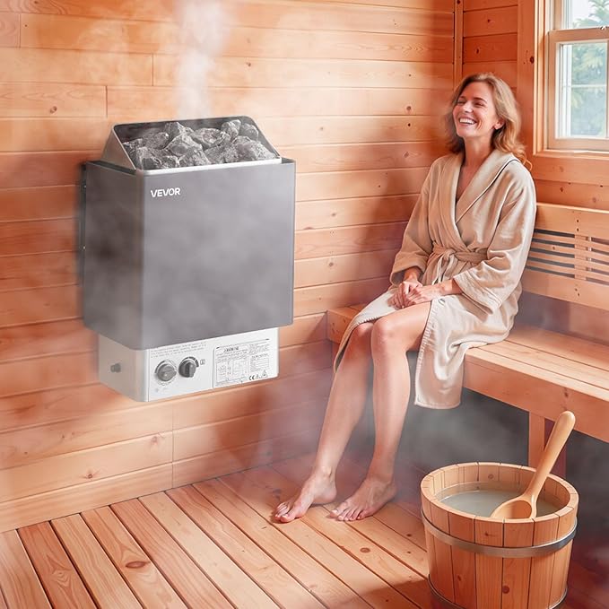 VEVOR Sauna Heater,220V Electric Sauna Stove, Steam Bath Sauna Heater 3h Timer and Adjustable Temp for Max. 176-318 Cubic Feet, (4.5KW) FCC Certification