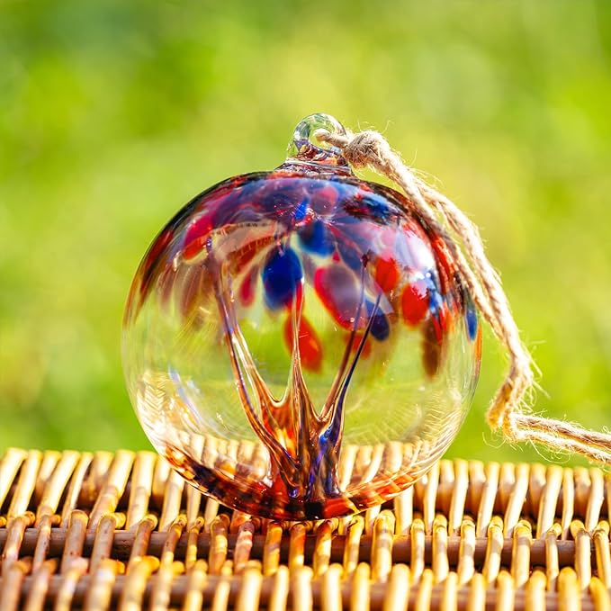 4” Tree of Life Witch Balls, Gazing Balls Hanging Friendship Balls, Hand-Blown Glass Christmas Ornament for Window Outdoor Home Decor, Garden Decoration, Gifts for Women (Purple Blue)