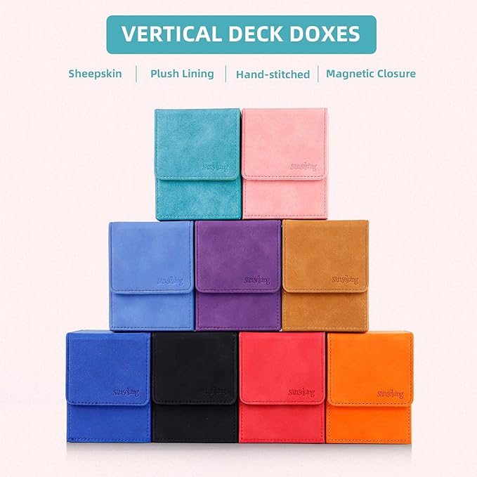 Magic Card Deck Box for MTG Single Deck Card Box fits 100+ TCG Sleeved Cards Soft Leather Card Box Top loading Card Boxes Magic Gift for MTG TCG CCG (Vertical,Cyan)