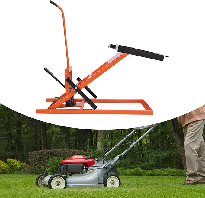 Lawn Mower Lift Jack 500 Lbs Weight Capacity, Lawn Mower Lift with Hydraulic Jack Adjustable Movable Lawn Lifter for Mower Maintenance Or Repair