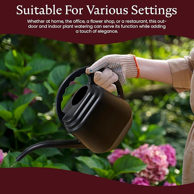 KP KOOL PRODUCTS 2 Liter Black Watering Can – Durable Plastic Indoor & Outdoor Plant Waterer – Lightweight Garden Tool with Easy Pour Spout – Perfect for Flowers, Herbs, and Houseplants – 1 Pack