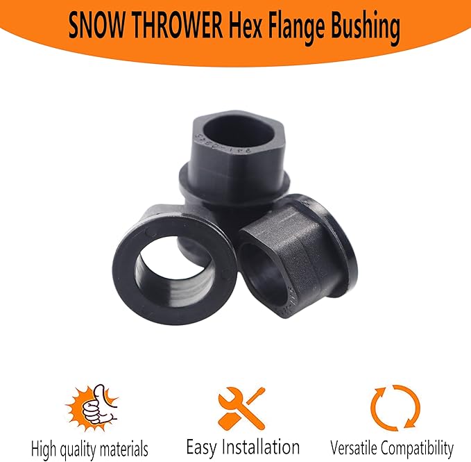 Replacement Snow Thrower Hex Flange Bushing 741-0245 941-0245 Fits Cub Cadet, MTD PRO, Troy Bilt,White Outdoor,Craftsman (4 Pack)