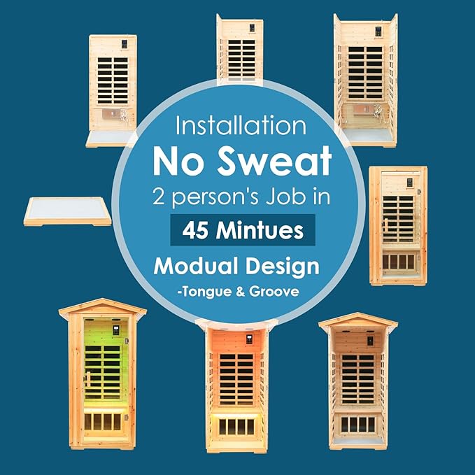 Saunas 901V Far Infrared Sauna, Outdoor Wooden Dry Sauna Low EMF (Hemlock Wood, 1-Person Size)