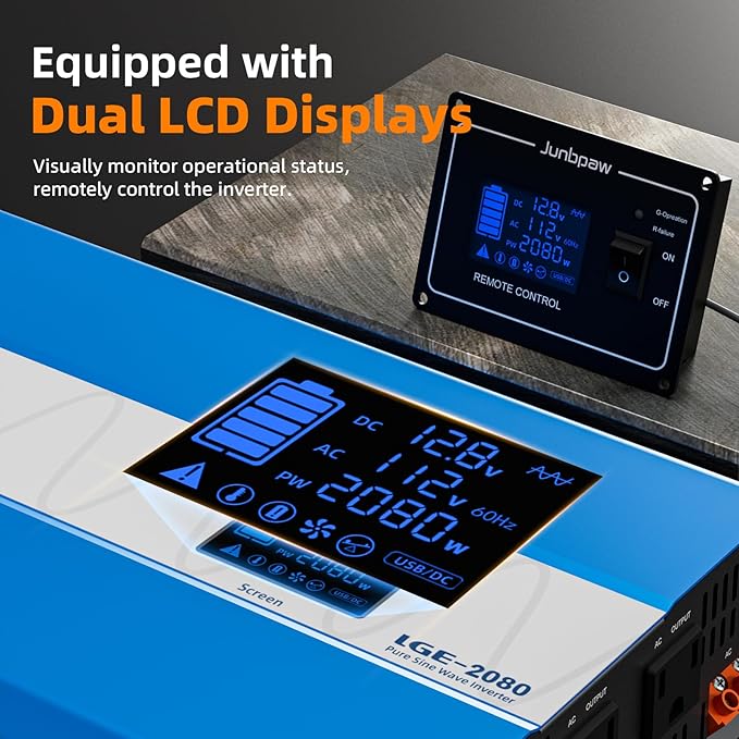 2080W Pure Sine Wave Power Inverter - 30dB Ultra Quiet, 6000W Surge, Game-Changing Design | 12V to 120V AC Converter for Home, RV, Camping, Off-Grid & Outdoor Adventures