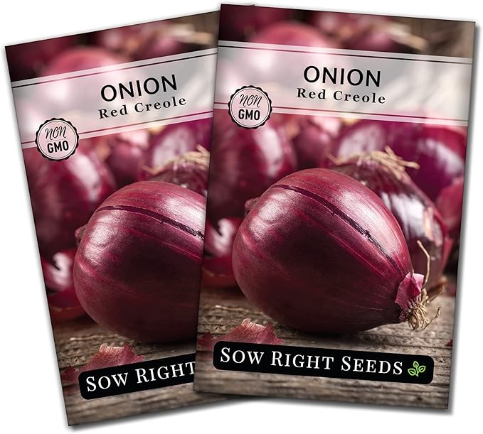 Sow Right Seeds - Red Creole Onion Seeds for Planting - Non-GMO Heirloom Packet with Instructions to Plant a Home Vegetable Garden - Grow Classic Purple Onions, Essential for Cooking (2)