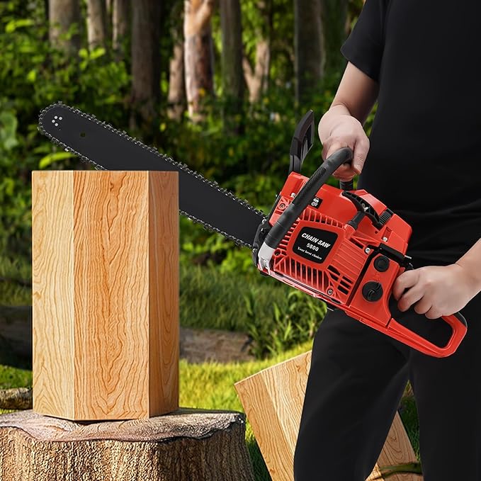 Gas Chainsaw, 2Stroke/4Stroke Gasoline Chainsaw Power Chain Saws Handheld Cordless Petrol Chainsaws For Wood Cutting Forest Felling Tree Pruning Shrub Pruning (2Stroke 20In 2600W 58CC)