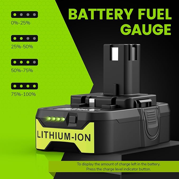 ARyee 3000mAh P108 Compatible with Ryobi Lithium Battery 18 Volt ONE+ P102 P103 P104 P105 P107 P108 P109 P190 P191 P122 with LED
