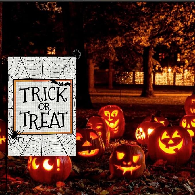 HTBIG Halloween Garden Flag Decor, Trick OR Treat Garden Flag, Yard Flags for Outside 12x18 inch, For Halloween Holiday Yard Outdoor Decorate