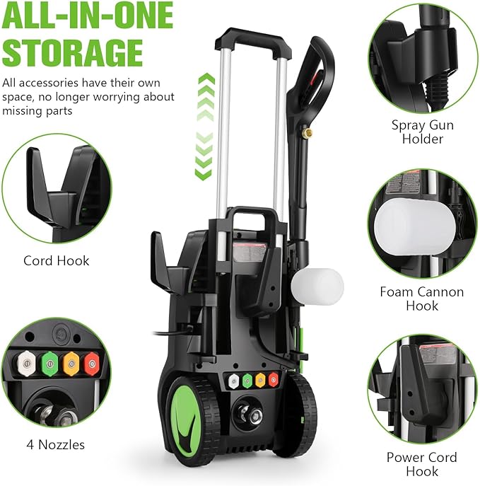 Pressure Cleaner, 5000 PSI 4.0 GPM Heavy Duty Power Cleaner with 33FT Hose, 4 Quick Connect Nozzles, Foam Cannon, Blue