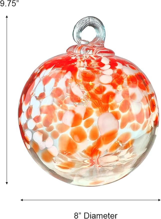 Dale Tiffany Hand Blown Glass, 8" Diameter Nova, Tree of Life Collection, Witch Globe Hanging Garden Indoor/Outdoor Decorative Ornament Gazing Ball